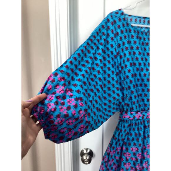 J. Crew Women's Dolman-Sleeve Mini Dress in Layered Block Print Blue Size Small - Picture 6 of 15